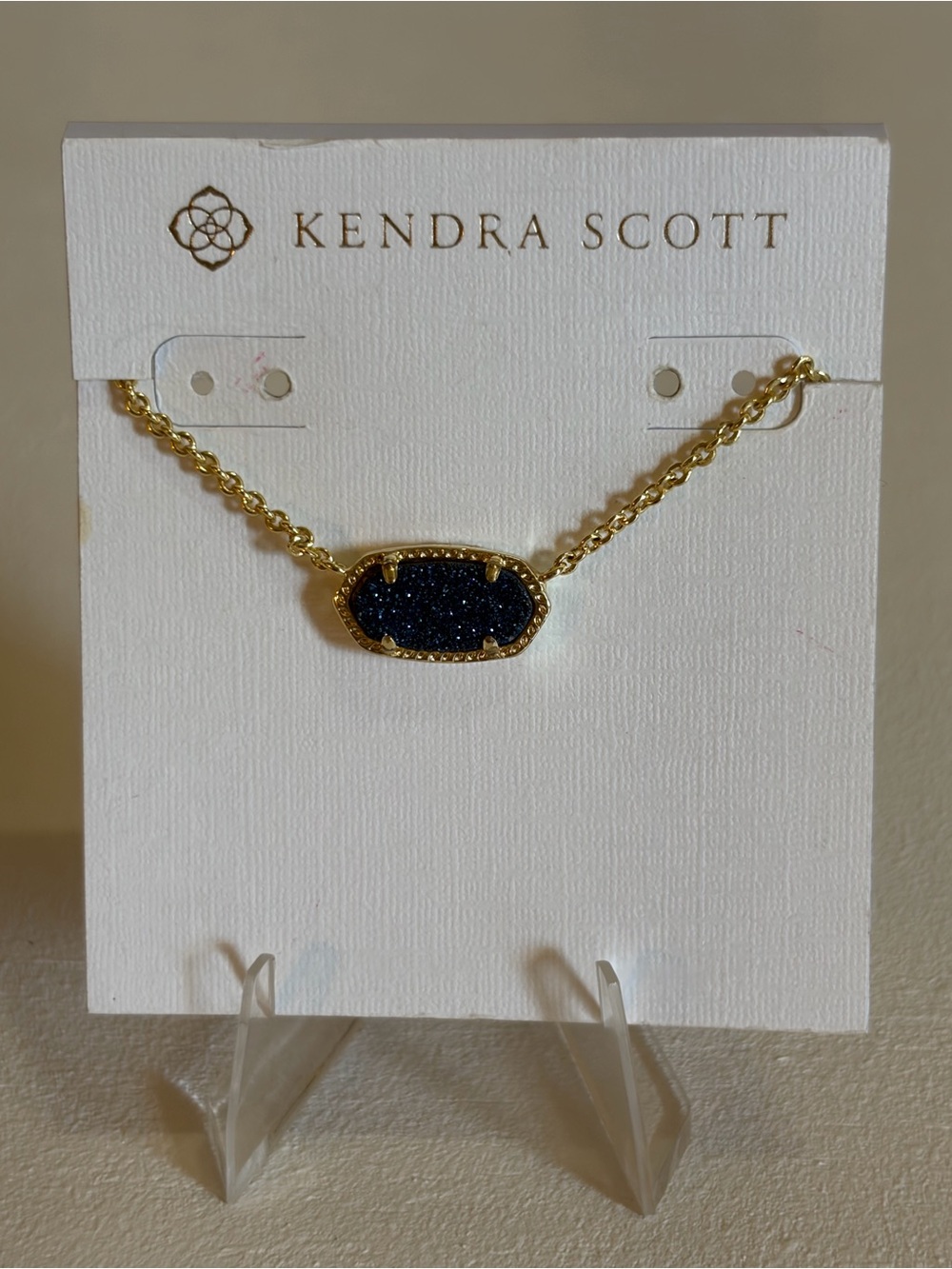 Kendra Scott Elisa Pendant Necklace Gold Cobalt Blue Drusy